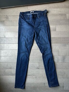 Women’s Good American Blue Denim Stretchy Side Button And Zip Casual Jeans 14/32